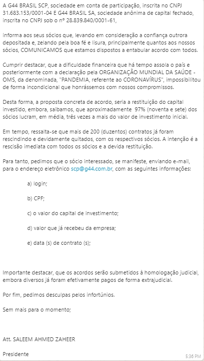 Acordo G44 Acordo G44