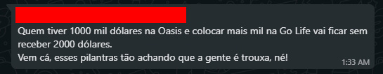 Cliente da Oasis Mercosul se revolta Cliente da Oasis Mercosul se revolta