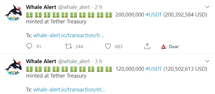 Fonte: Whale Alert Whale Alert sobre o USDT