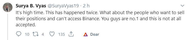 Investidor critica a Binance Investidor critica a Binance