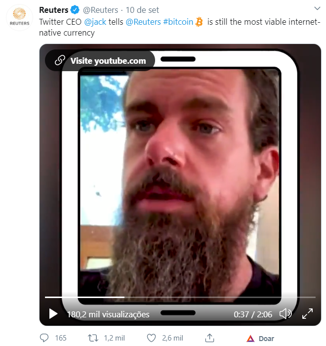 Jack Dorsey fala sobre o Bitcoin Jack Dorsey fala sobre o Bitcoin