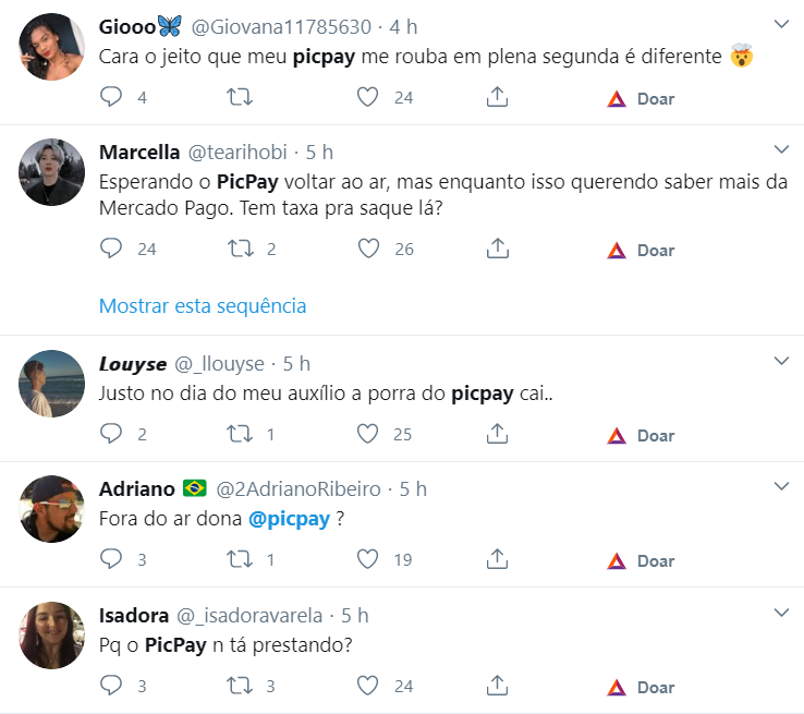 Reclamações sobre o PicPay dominam a manhã da segunda-feira Reclamações sobre o PicPay dominam a manhã da segunda-feira