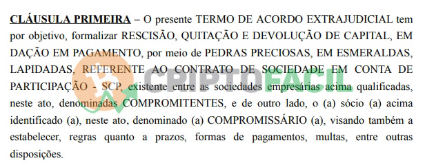 Primeira cláusula do acordo proposto pela G44 Primeira cláusula do acordo proposto pela G44