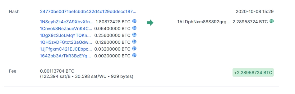 BTC recebidos em golpe de ransomware BTC recebidos em golpe de ransomware