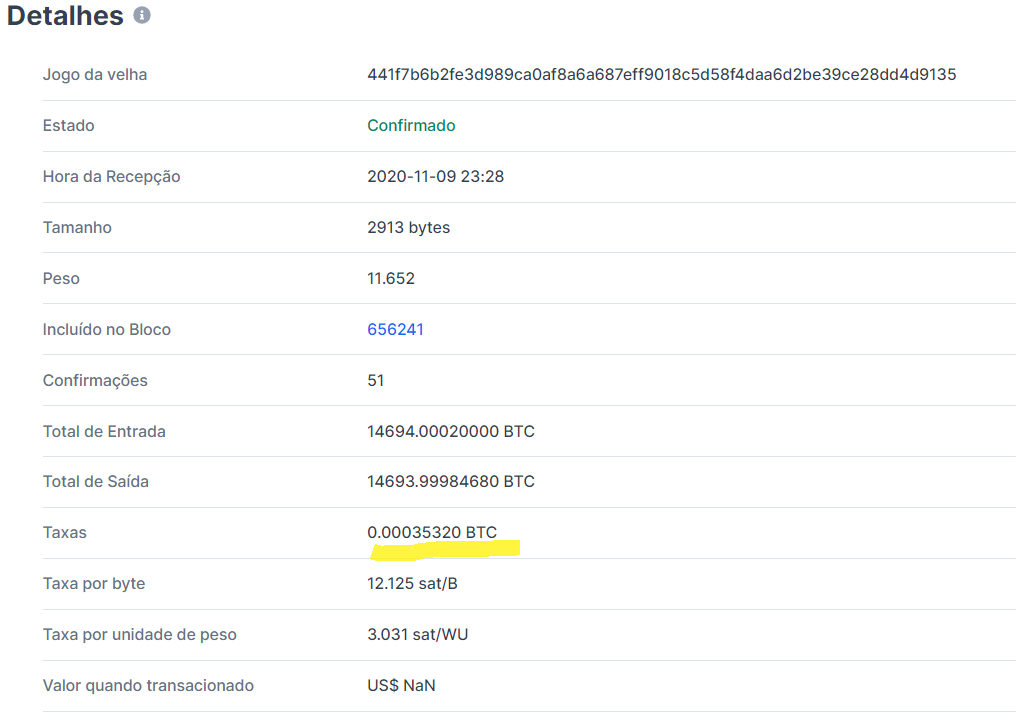 Transação em BTC Transação em BTC