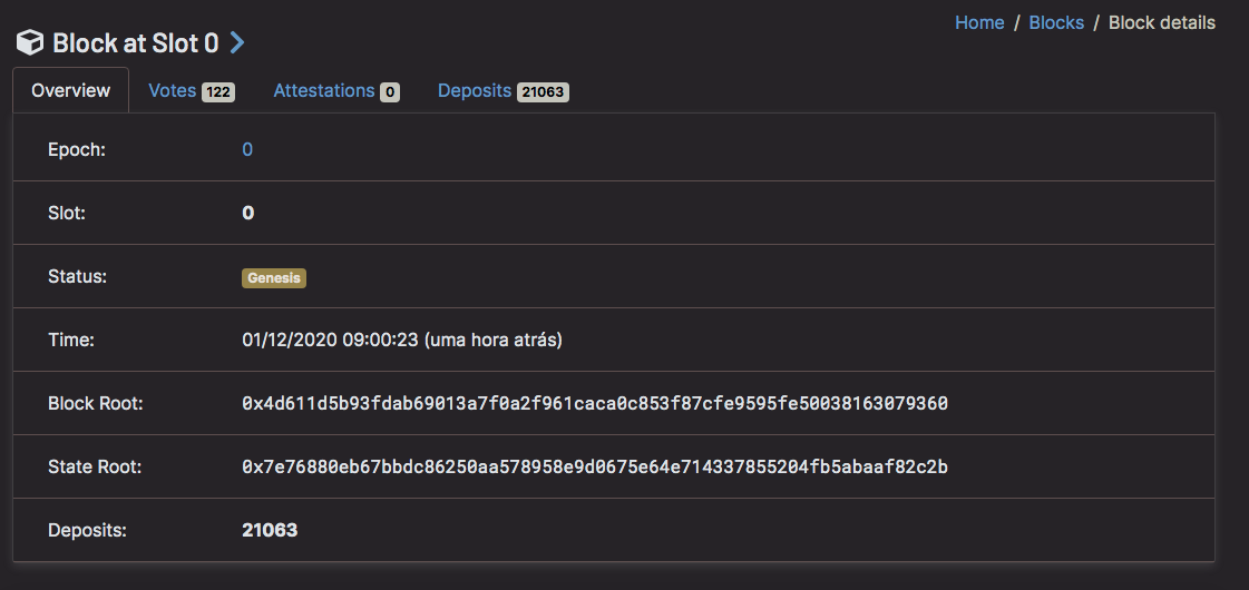 Bloco-gênese da ETH 2.0. Bloco-gênese da ETH 2.0.