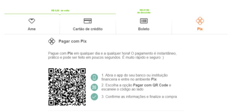 Não há desconto ou cashback com PIX Não há desconto ou cashback com PIX