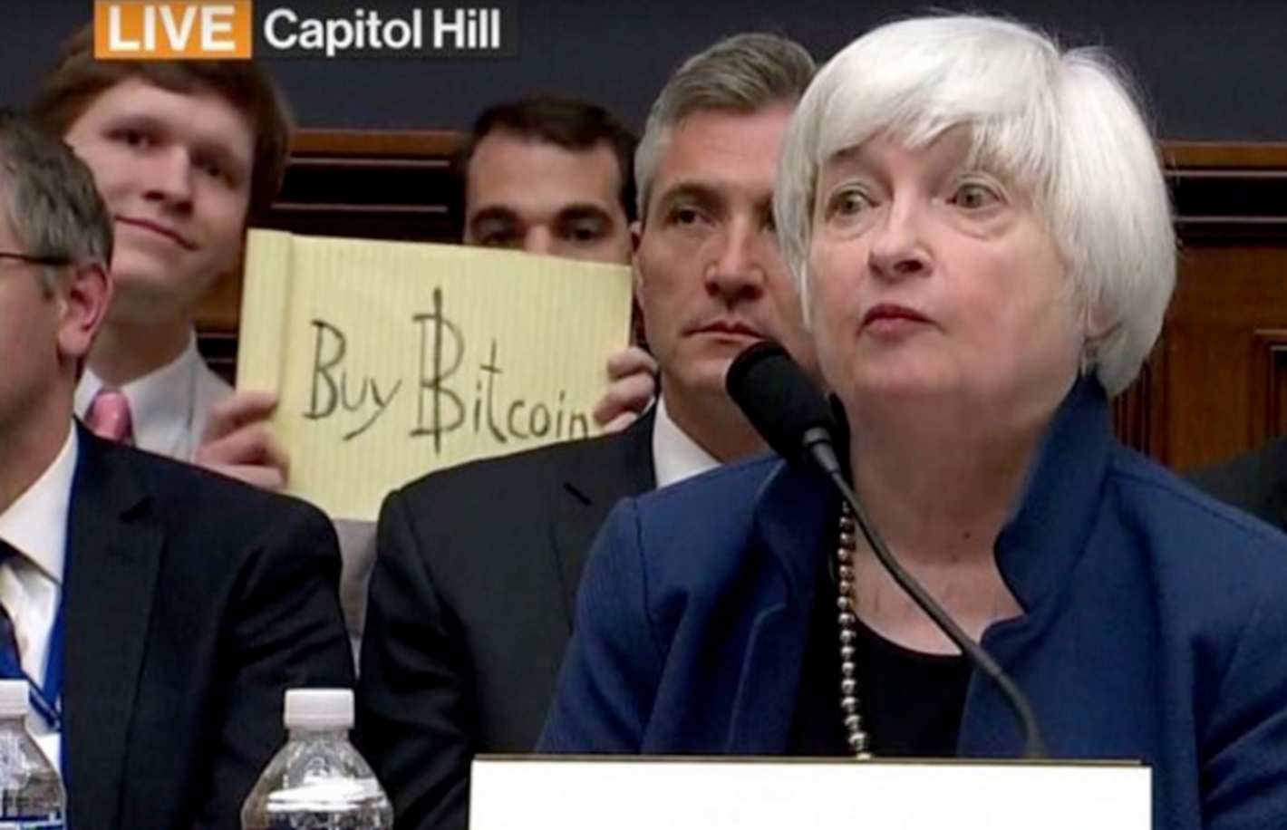 "Bitcoin Sign Guy". "Bitcoin Sign Guy".