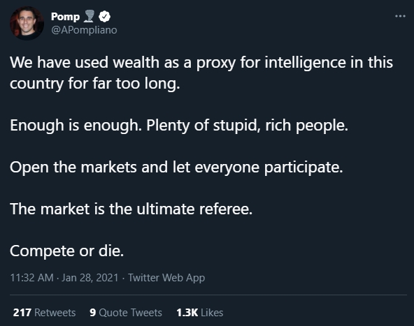 Anthony Pompliano se irrita com decisão do Robinhood Anthony Pompliano se irrita com decisão do Robinhood