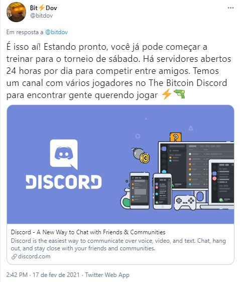Fonte: BitDov/Twitter Fonte: BitDov/Twitter