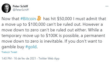 BTC pode chegar a US$ 100 mil BTC pode chegar a US$ 100 mil