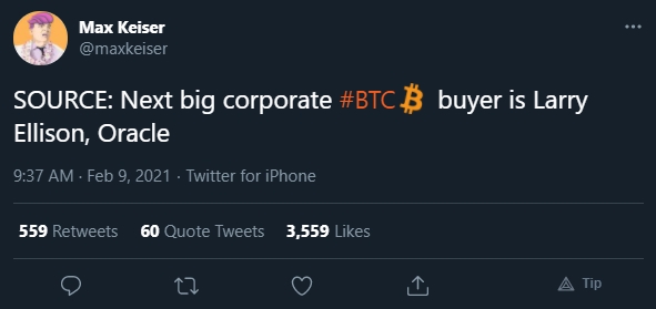 Max Keiser afirma que CEO da Oracle vai comprar Bitcoin Max Keiser afirma que CEO da Oracle vai comprar Bitcoin