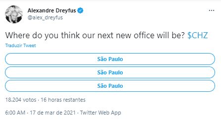 Fonte: Alexandre Dreyfus/Twitter Fonte: Alexandre Dreyfus/Twitter