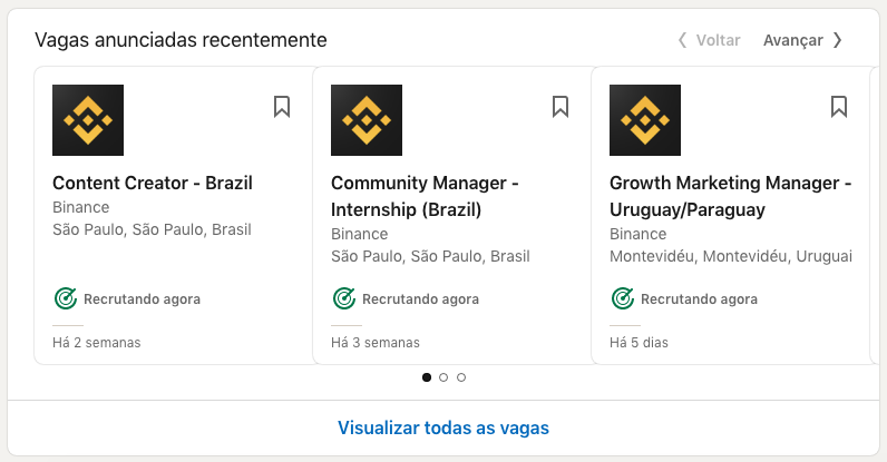 Places offered by Binance.  Source: Vacancy profile / LinkedIn.