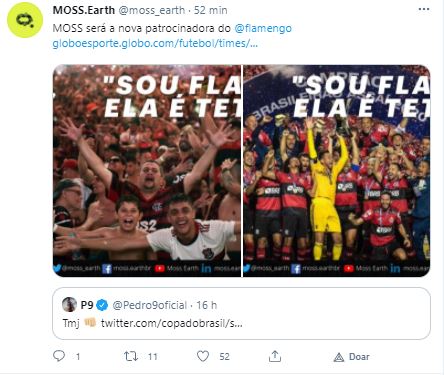 Moss anuncia patrocínio ao Flamengo. Fonte: Moss/Twitter Moss anuncia patrocínio ao Flamengo. Fonte: Moss/Twitter