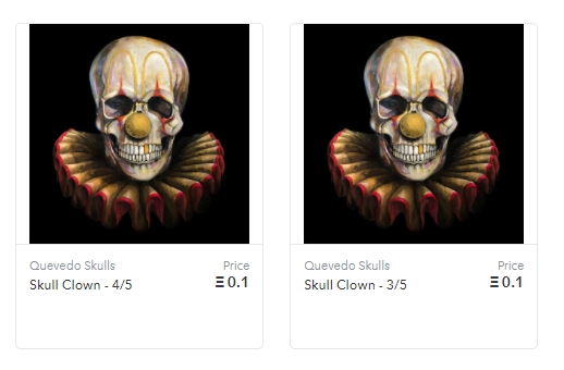 Quevedo Skulls, NFTs animados de Fernando Quevedo. Fonte: OpenSea Quevedo Skulls, NFTs animados de Fernando Quevedo. Fonte: OpenSea