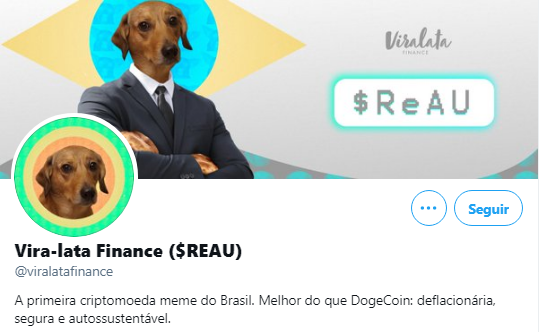 Vira-Lata Finance (REAU) é a nova criptomoeda meme brasileira. Fonte: Vira-lata Finance/Twitter Vira-Lata Finance (REAU) é a nova criptomoeda meme brasileira. Fonte: Vira-lata Finance/Twitter